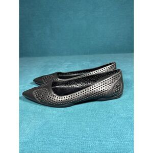 Prada Perforated Leather Pointed Toe Flats Black Women’s US 7.5 / EU 37.5 Made I